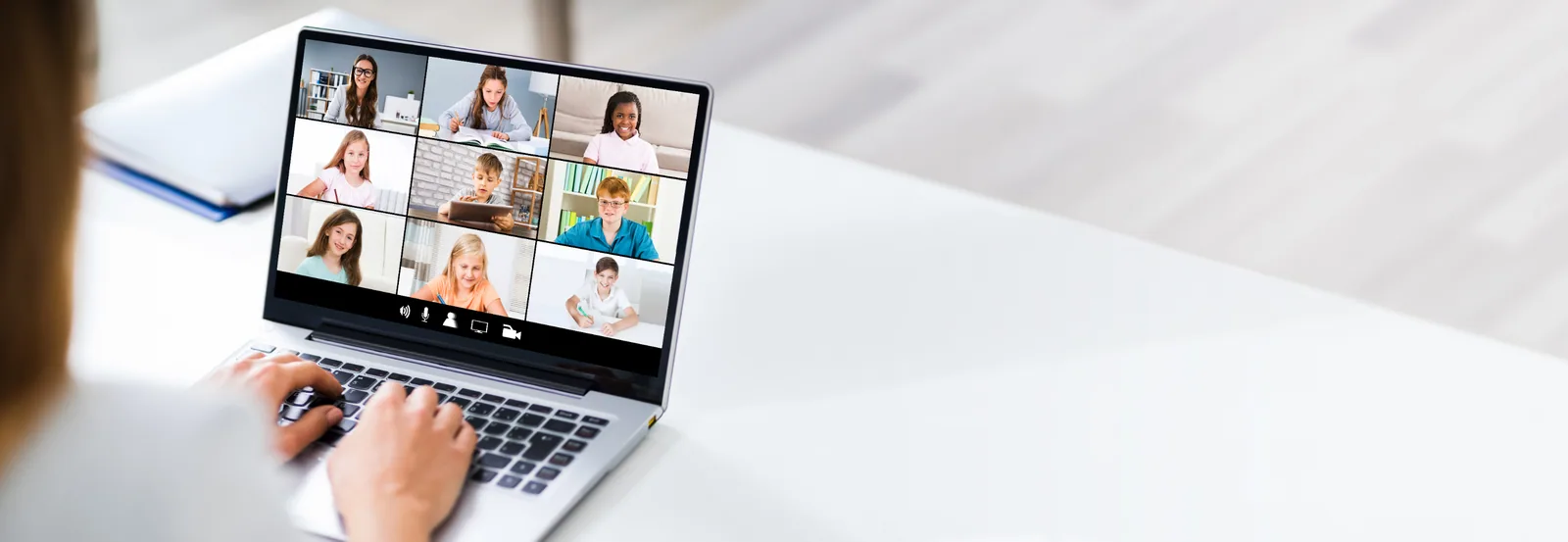 An online class shown on a laptop screen
