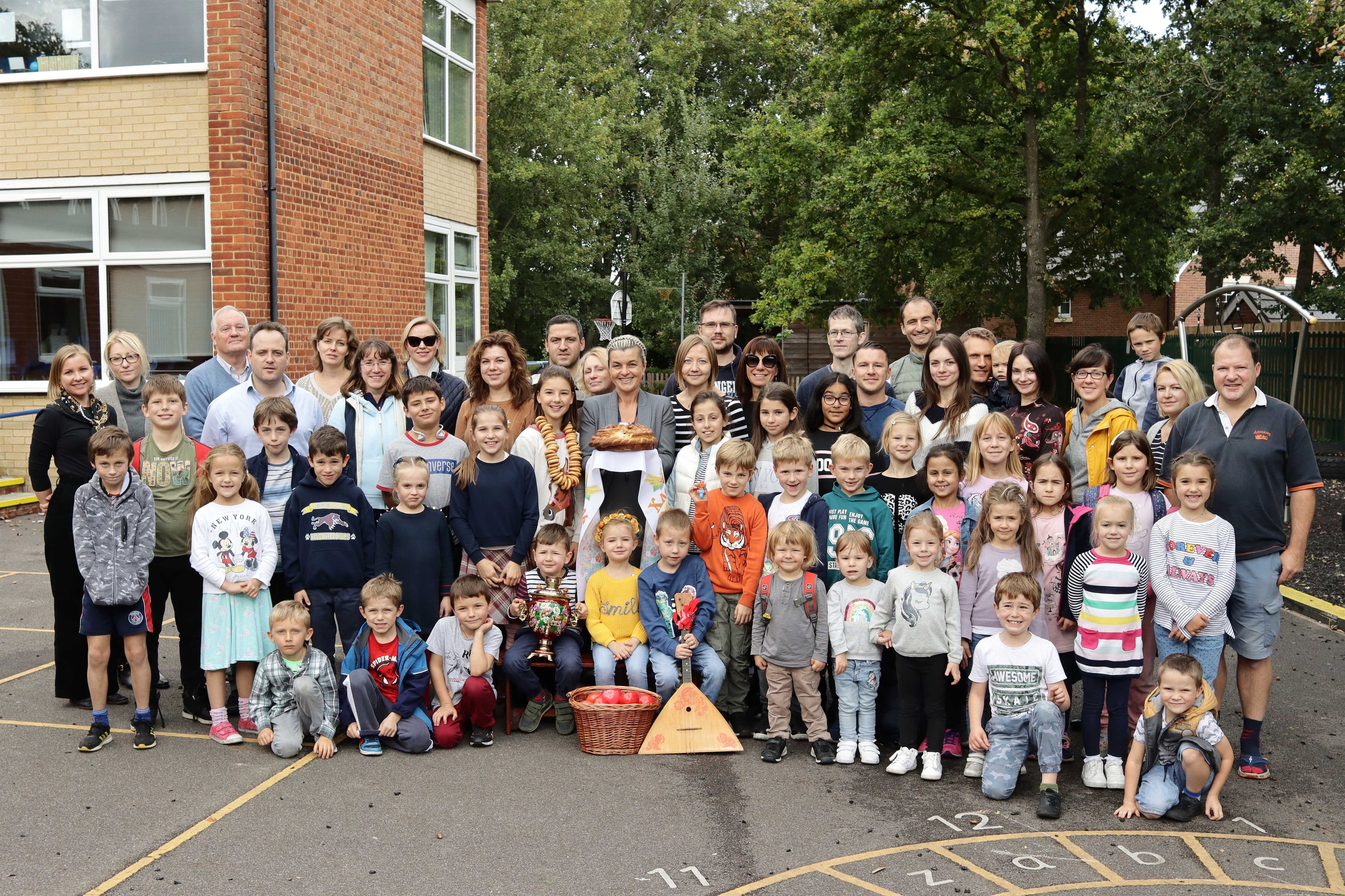 Children and teachers from the school community