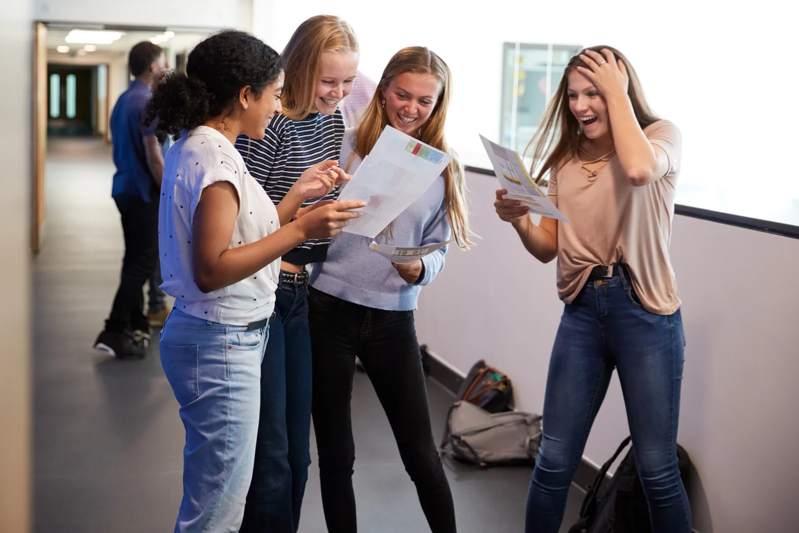 Students celebrating exam results
